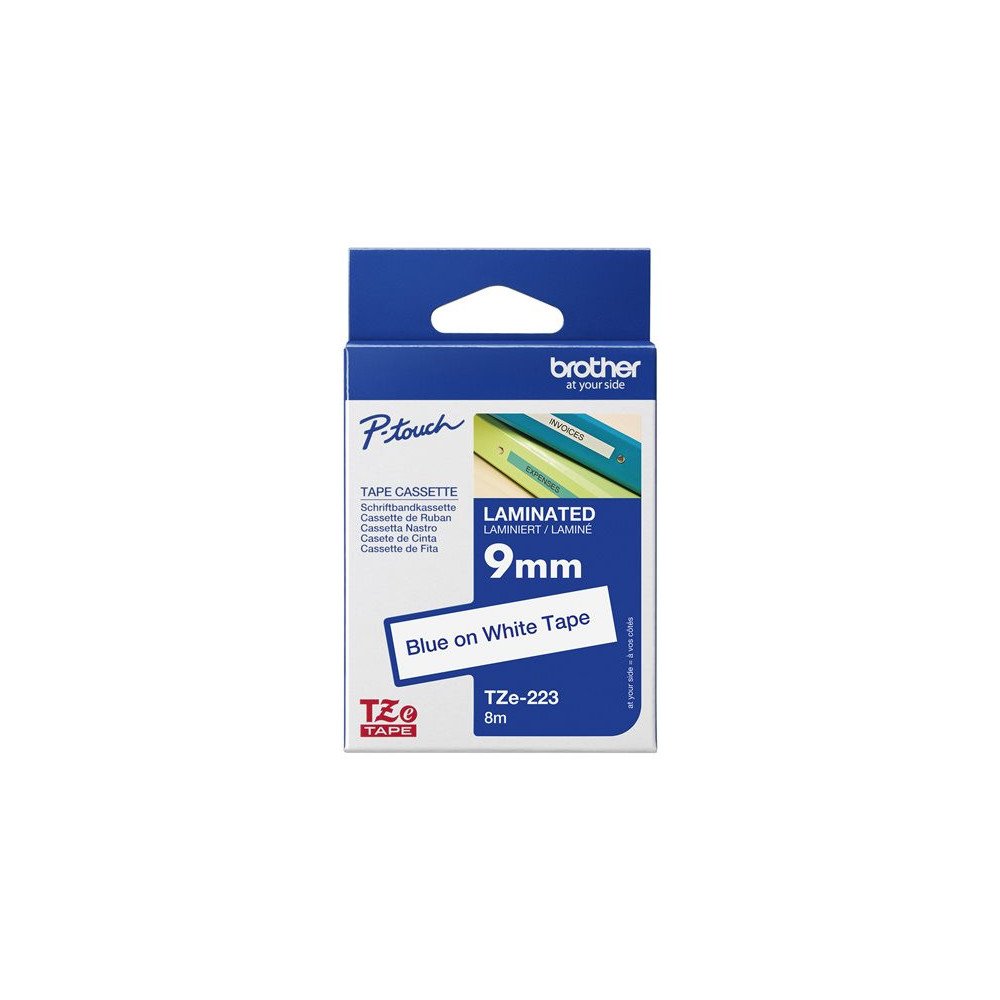 BROTHER P-TOUCH TZE-223 bleu sur blanc 9mm