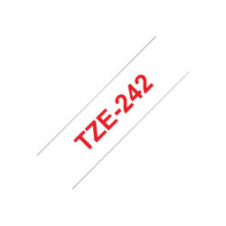 BROTHER P-TOUCH TZE-242 rouge sur blanc 18mm