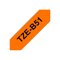BROTHER P-TOUCH TZE-B51 noir sur neon orange 24mm