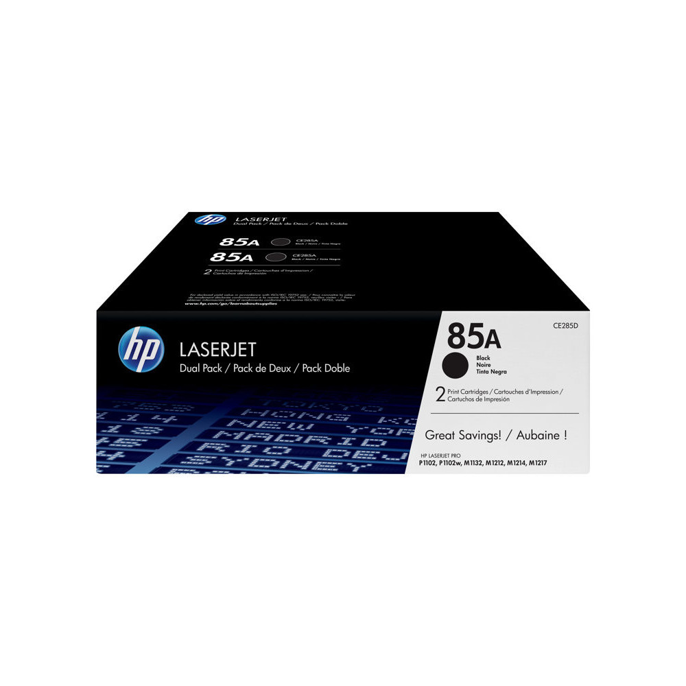 HP 85A original LaserJet Toner cartridge CE285AD black standard capacity 1.600 pages 2-pack