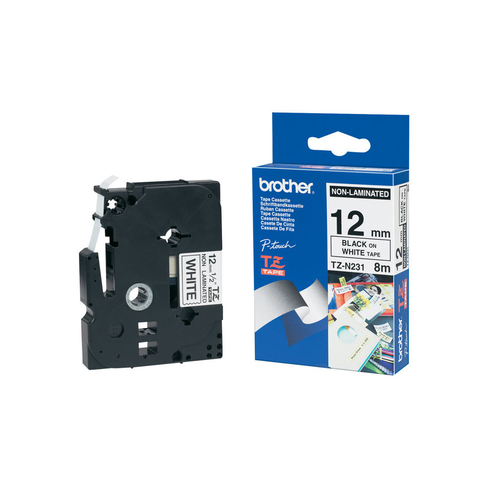 BROTHER P-TOUCH TZE-N231 noir sur blanc 12mm pièce