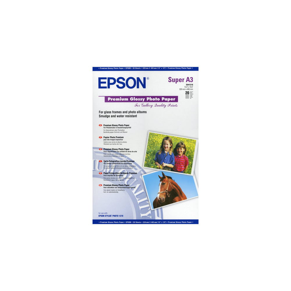 EPSON brillant photo papier inkjet 250g/m2 A3+ 20 feuilles pack de 1
