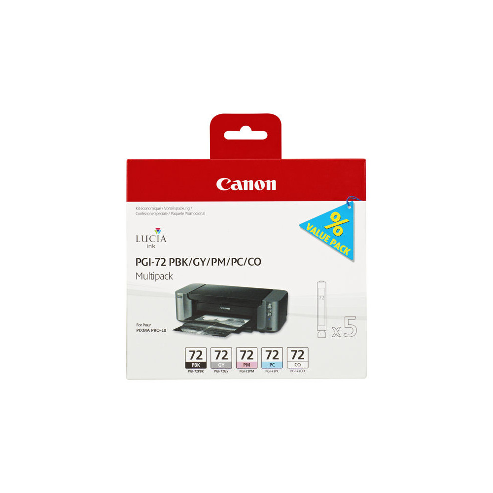 CANON PGI-72 PBK/GY/PM/PC/CO cartouche d encre noir et couleur capacité standard pack promotionnel