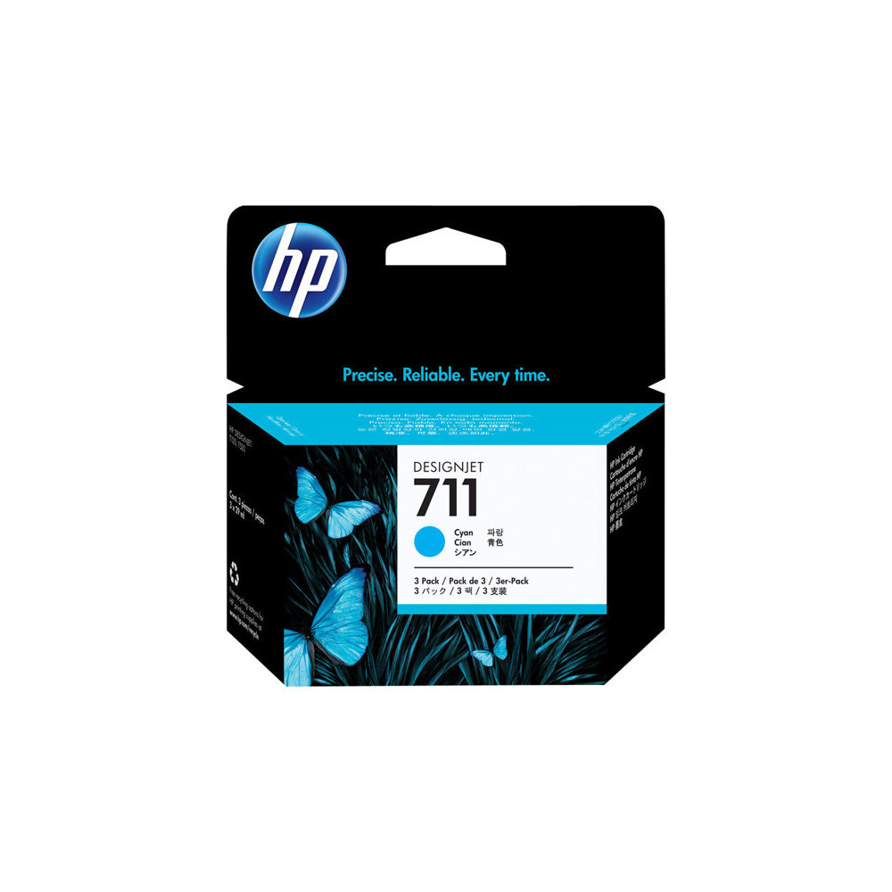 HP 711 original Ink cartridge CZ134A cyan standard capacity 3-pack