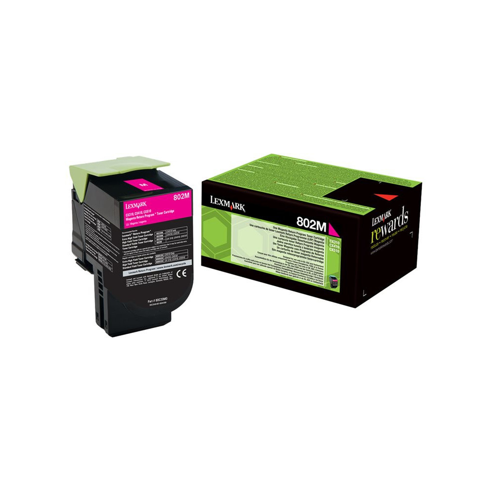 LEXMARK 802M cartouche de toner magenta faible capacité 1.000 pages pack de 1 retour program