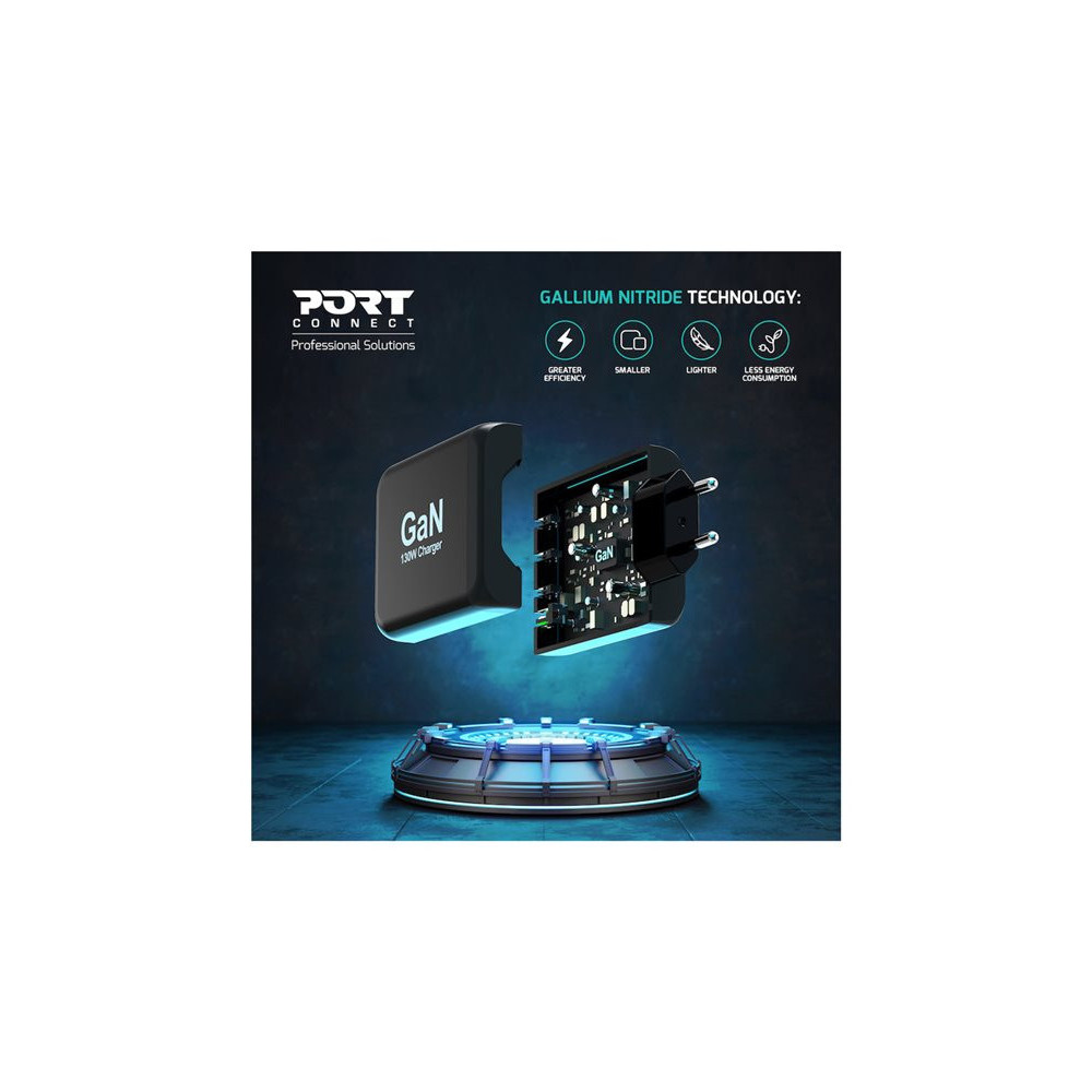 PORT DESIGNS 130W GaN charger USB-C and USB-A Gallium Nitride GaN technology more efficient smaller lighter redeal.fr