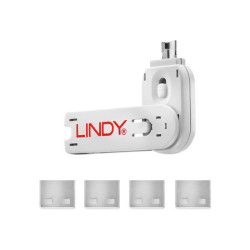LINDY Clé USB et 4 bloqueurs de ports USB Blanc redeal.fr