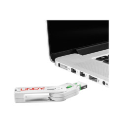 LINDY Clé USB et 4 bloqueurs de ports USB Vert redeal.fr