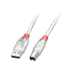 LINDY USB 2.0 Cable A/B Transparent 5m. Transfer Rate up to 480 MBit/s redeal.fr