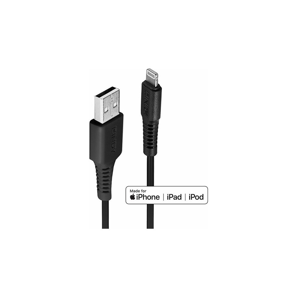 LINDY 1m USB to Lightning Cable black Charge and sync Cable for iPhone iPad & iPod redeal.fr