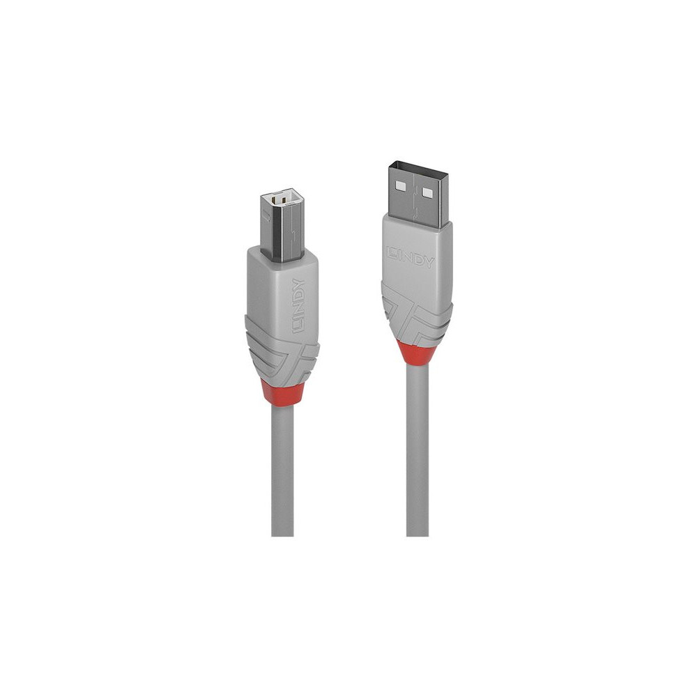 LINDY 1m USB 2.0 Type A to B Cable Anthra Line USB Type A Male to B Male cool grey redeal.fr