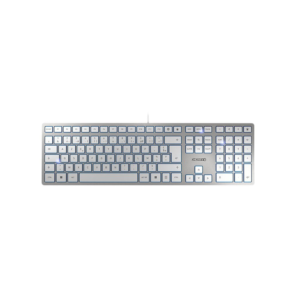 CHERRY KC 6000 SLIM Clavier 105+6 touches USB blanc/argent Layout FRANCAIS redeal.fr