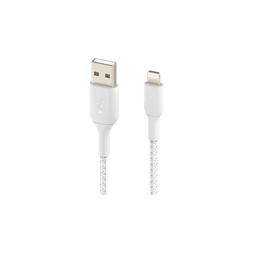 BELKIN BOOST CHARGE USB-A to Lightning Cable Braided 3M White redeal.fr