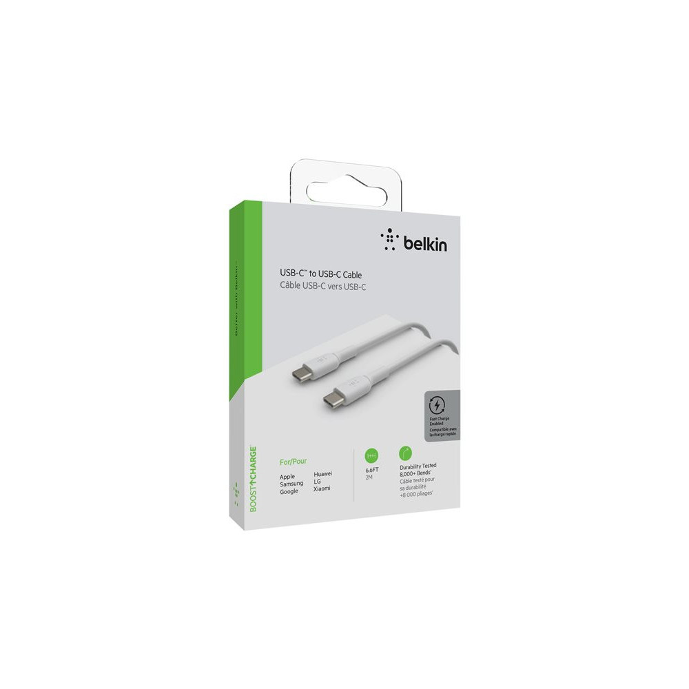 BELKIN BOOST CHARGE USB-C to USB-C 2.0 Cable PVC 2M White redeal.fr