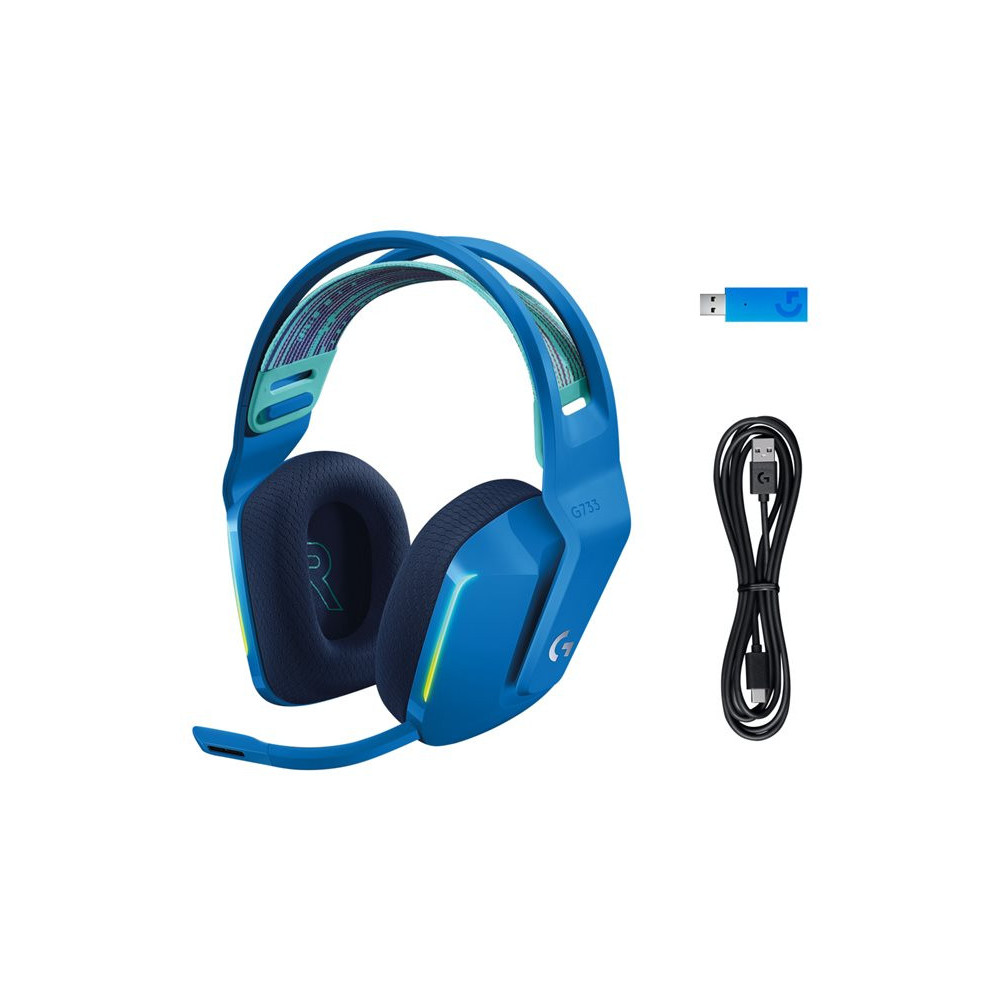 LOGITECH G G733 LIGHTSPEED Wireless RGB Gaming Headset Headset full size 2.4 GHz wireless blue redeal.fr