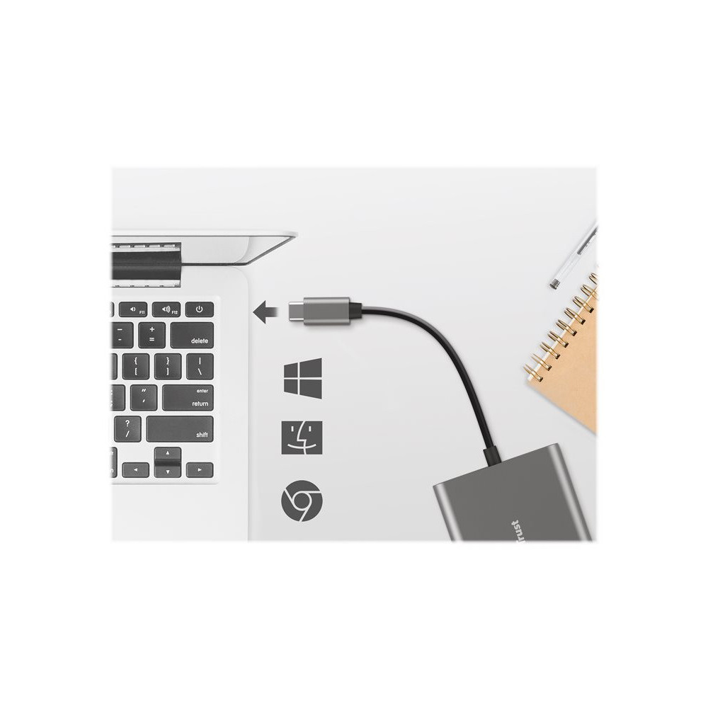TRUST Adaptateur DALYX USB-C 3 en 1 HDMI USB USB-C redeal.fr