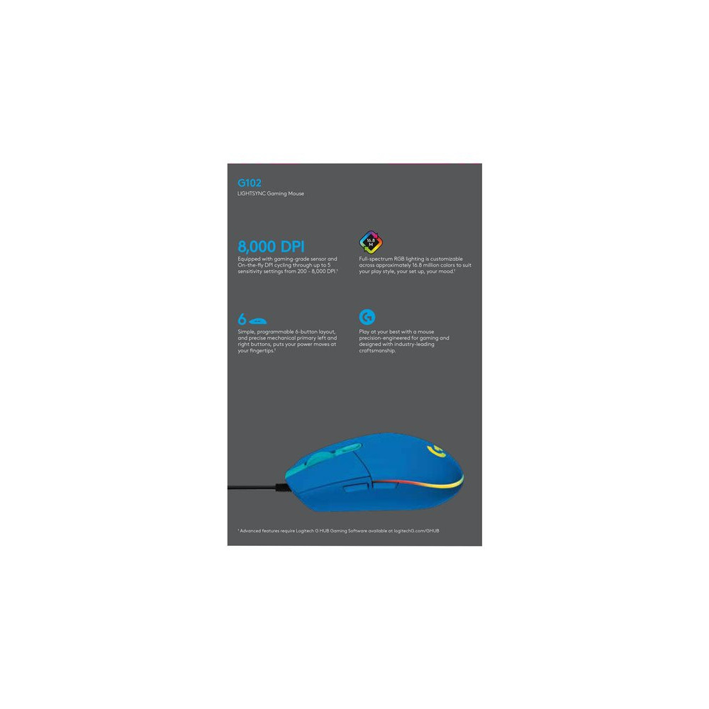 LOGITECH G102 Lightsync Blue EER redeal.fr