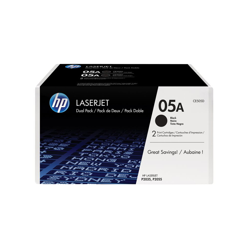 HP 05A original LaserJet Toner cartridge CE505D black standard capacity 2 x 2.300 pages 2-pack