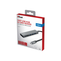 TRUST Hub USB-C HALYX 5 ports 3 USB 1 SD et 1 micro-SD redeal.fr