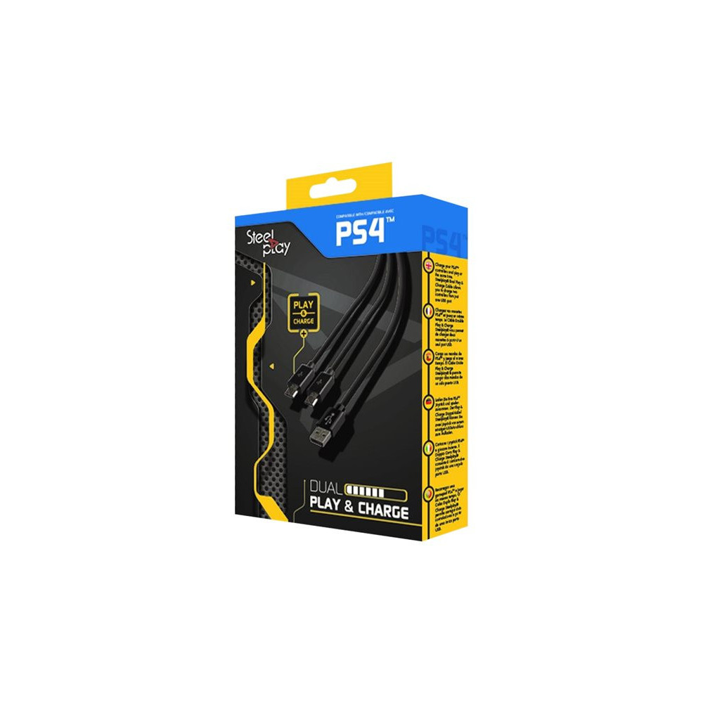 STEELPLAY Cable Dual Play & Charge Pour Manettes Noir PS4 redeal.fr