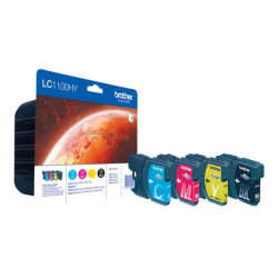 BROTHER LC-1100 cartouche d encre noir et tricolore haute capacité Nr: 19ml, Cl: 16ml Nr: 900, Cl: 750 pages pack de 4 blister