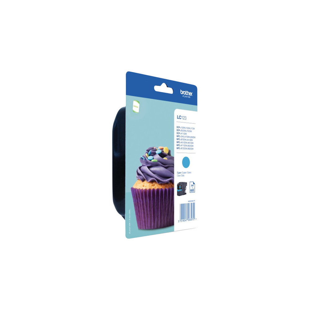 BROTHER LC-123 cartouche d encre cyan haute capacité 600 pages 1-pack blister sans alarme