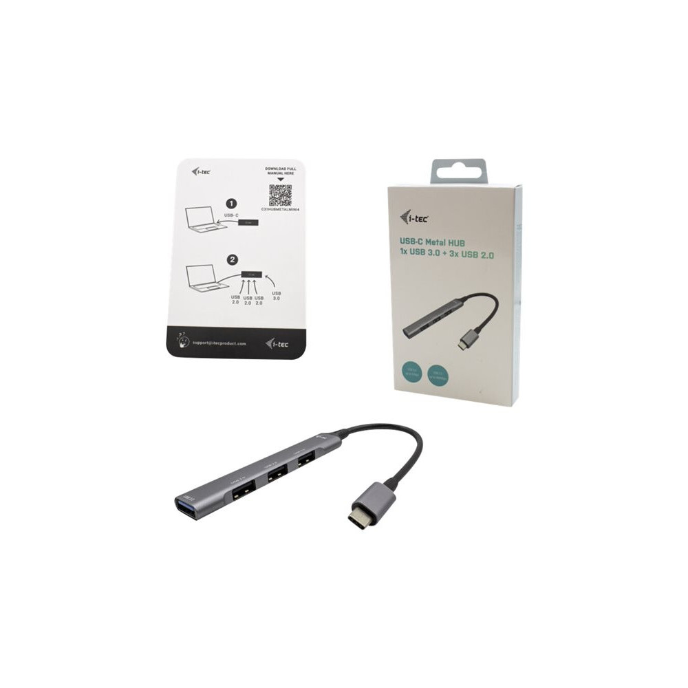 I-TEC USB-C Metal HUB 1x USB 3.0 3x USB 2.0 without power adapter redeal.fr