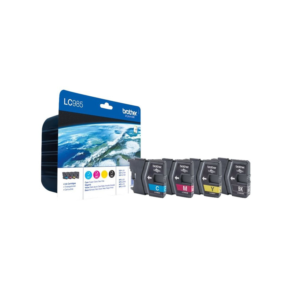 BROTHER LC-985 cartouche d encre noir et tricolore capacité standard nr: 300 pages, cl: 260 pages 4-pack blister sans alarme