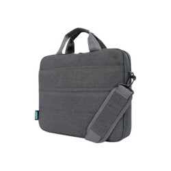 URBAN FACTORY Toploading bag made of recycled Nylon r-PET Reinforced notebook compartment Flat front pocket with zip Back patch