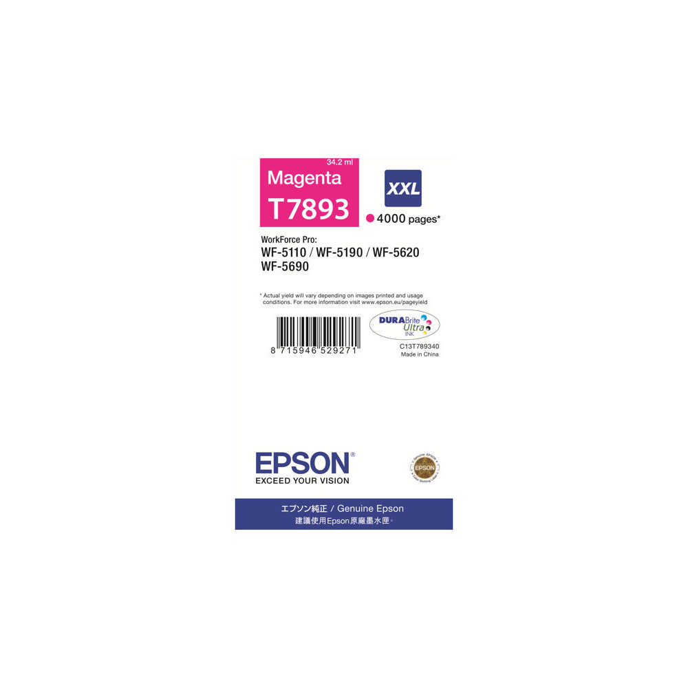 EPSON 1LB T7893 ink cartridge magenta extra high capacity 4.000 pages 1-pack