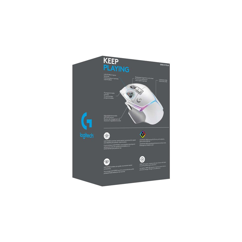 LOGITECH G502 X PLUS - WHITE/PREMIUM - EER2 redeal.fr