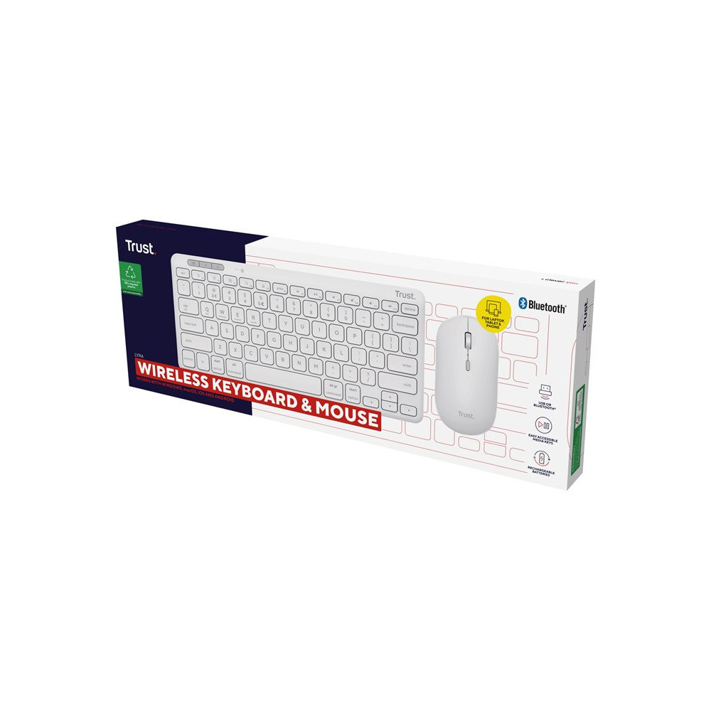 TRUST Pack clavier & souris sans fil LYRA Bluetooth - blanc (FR) redeal.fr