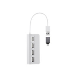 TNB Hub 4 Ports USB 2.0 Selfpowered Compatible Pc/Mac Aluminium Finish redeal.fr