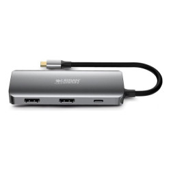 URBAN FACTORY Hubee 7in1 Hub USB-C Avec 3 USB-A / 2 HDMI 4K / 1 RJ45 Et 1 Usb-C 100W Pd redeal.fr