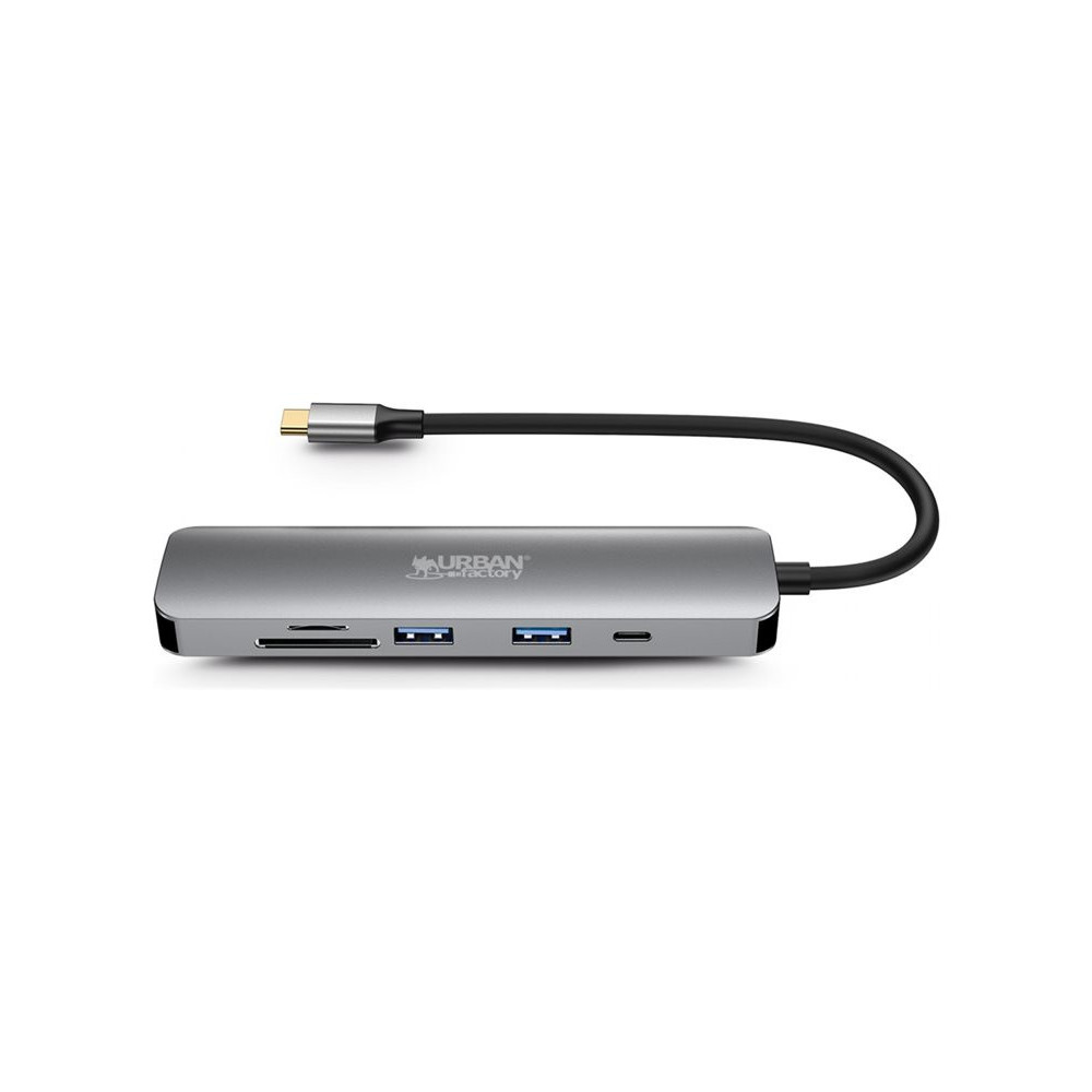 URBAN FACTORY Hubee 6in1 USB-C Hub With 2 USB-A / 1 4K HDMI / 2 Card Readers And 1 USB-C 100W Pd redeal.fr
