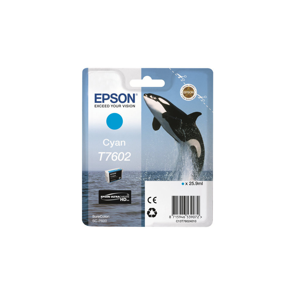 EPSON T7602 cartouche dencre cyan haute capacité 25,9ml 2196 pages pack de 1