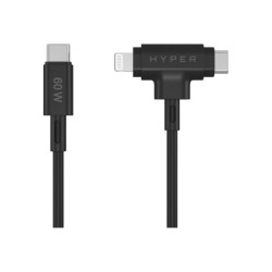 TARGUS Hyper HyperJuice Silicone USB-C to USB-C and Lightning Hybrid 60W Cable - Black redeal.fr
