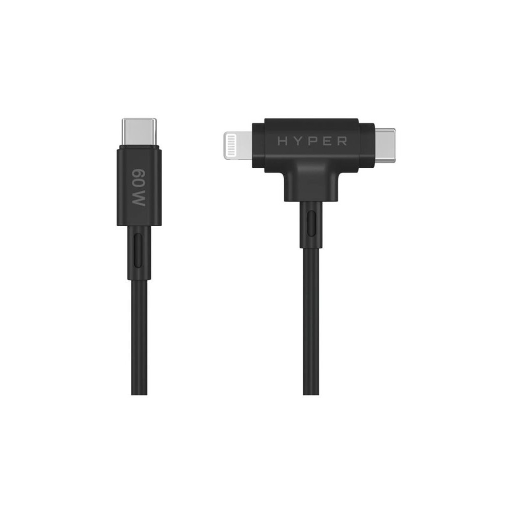 TARGUS Hyper HyperJuice Silicone USB-C to USB-C and Lightning Hybrid 60W Cable - Black redeal.fr