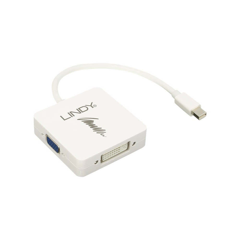 LINDY Adaptateur Mini DP 1.2 vers HDMI 4K30 DVI VGA redeal.fr