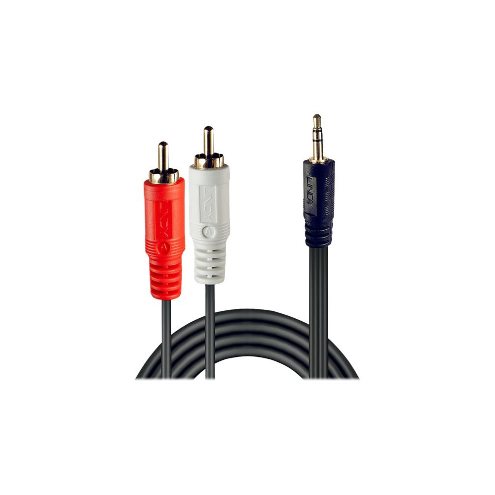 LINDY Premium Audio Adaptercable 5m 2x Phono/RCA to 3.5mm Stereo Jack redeal.fr