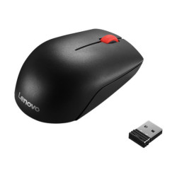 LENOVO Essential Compact - Souris - droitiers et gauchers - 3 boutons - sans fil - 2.4 GHz - récepteur sans fil USB - noir