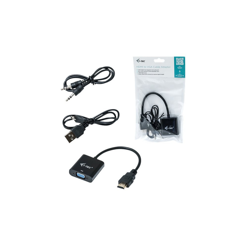 I-TEC Adapter HDMI to VGA resolution Full-HD 1920x1080/60Hz Cable 15cm gilded HDMI-connector redeal.fr