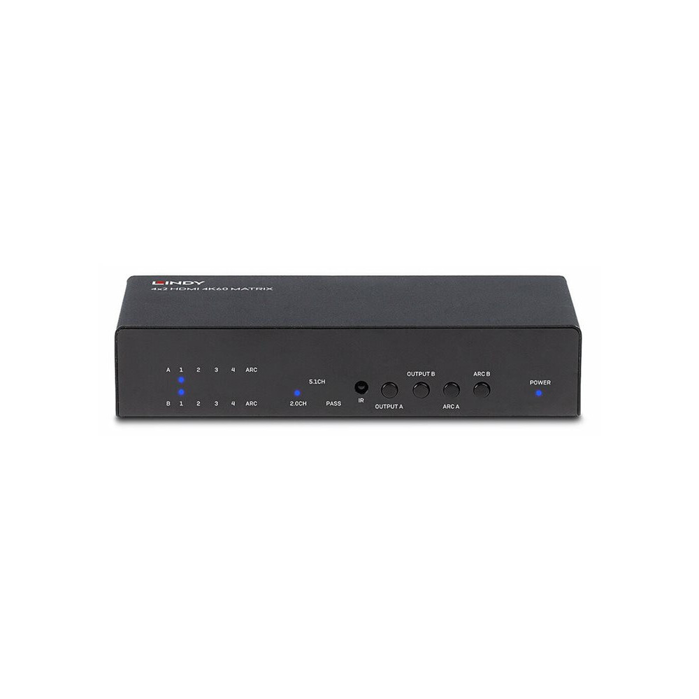 LINDY 4x2 HDMI 2.0 4K 18G Matrix Switch with Audio Extractor Optical Out or 3.5mm Jack 4K 3840x2160at60Hz 8bit redeal.fr