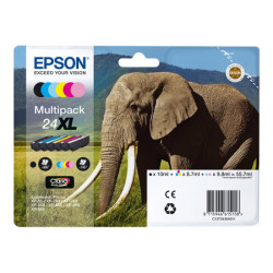EPSON 3LB Ink Cartridge 24XL Claria Photo HD Ink black and five colour standard capacity 55.7ml 1-pack blister without alarm