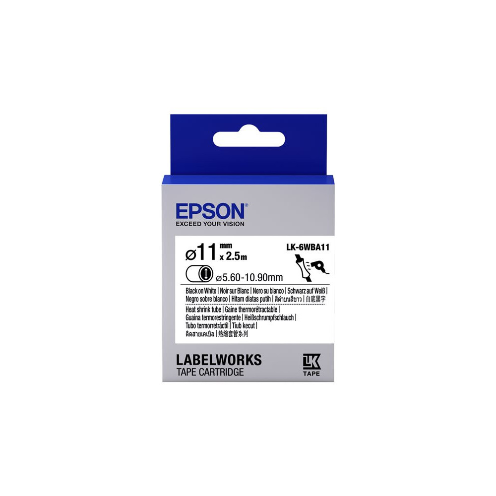 EPSON Ruban LK-6WBA11 - Gaine thermorétractable HST Noir/Blanc d11/2,5