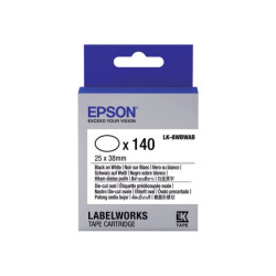 EPSON Ruban LK-8WBWAB - Étiquette prédécoupée ovale Noir/Blanc 25x38mm