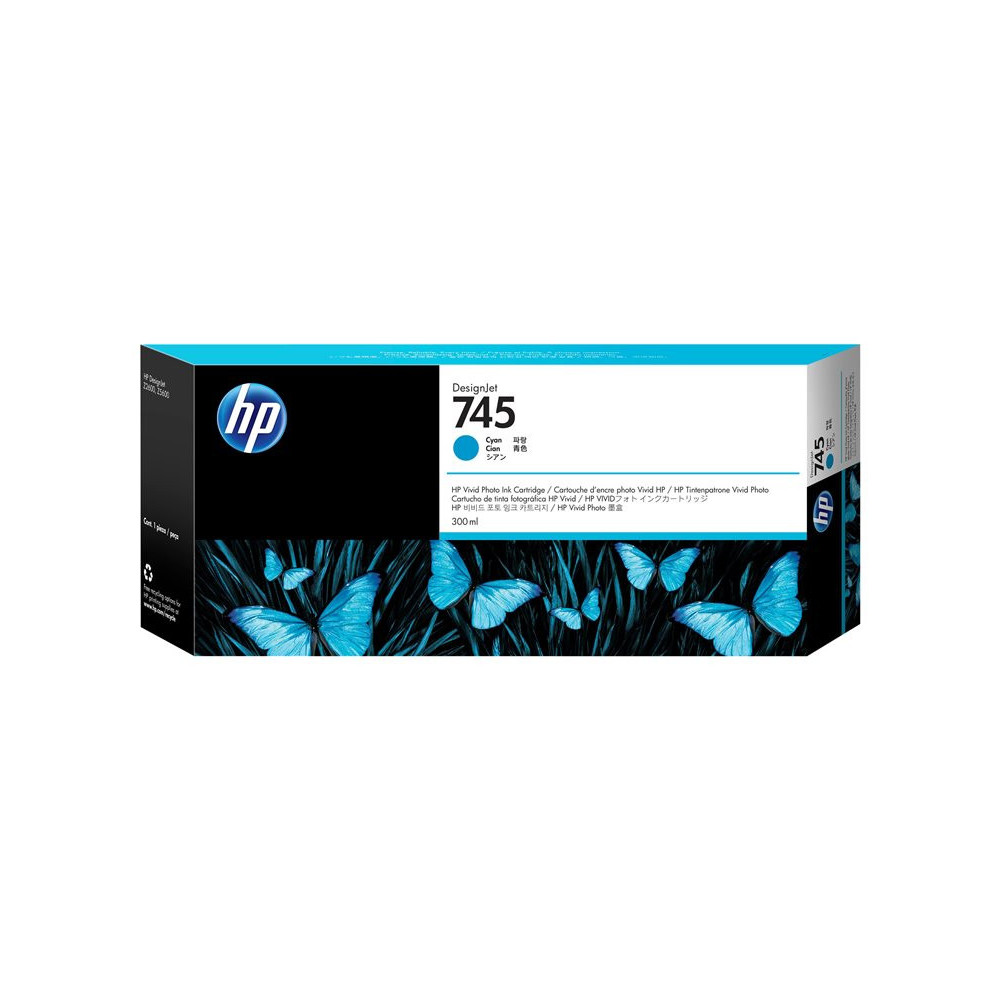 HP 745 original Ink cartridge F9K03A Cyan 300 ml