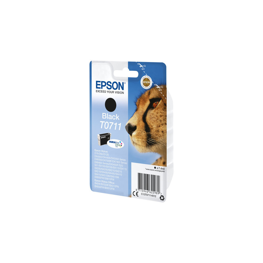 EPSON 6LB T0711 ink cartridge black standard capacity 7.4ml 1-pack blister without alarm
