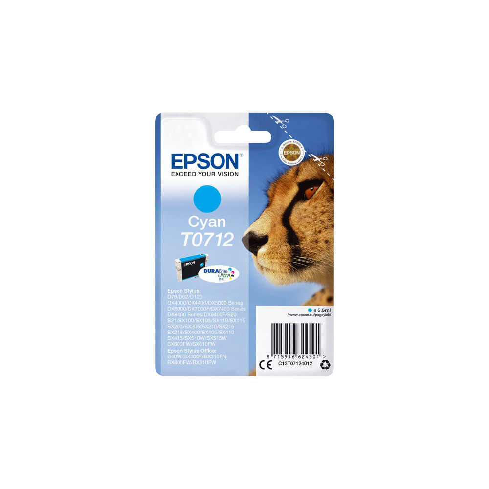 EPSON 1LB T0712 ink cartridge cyan standard capacity 5.5ml 1-pack RF-AM blister w/s