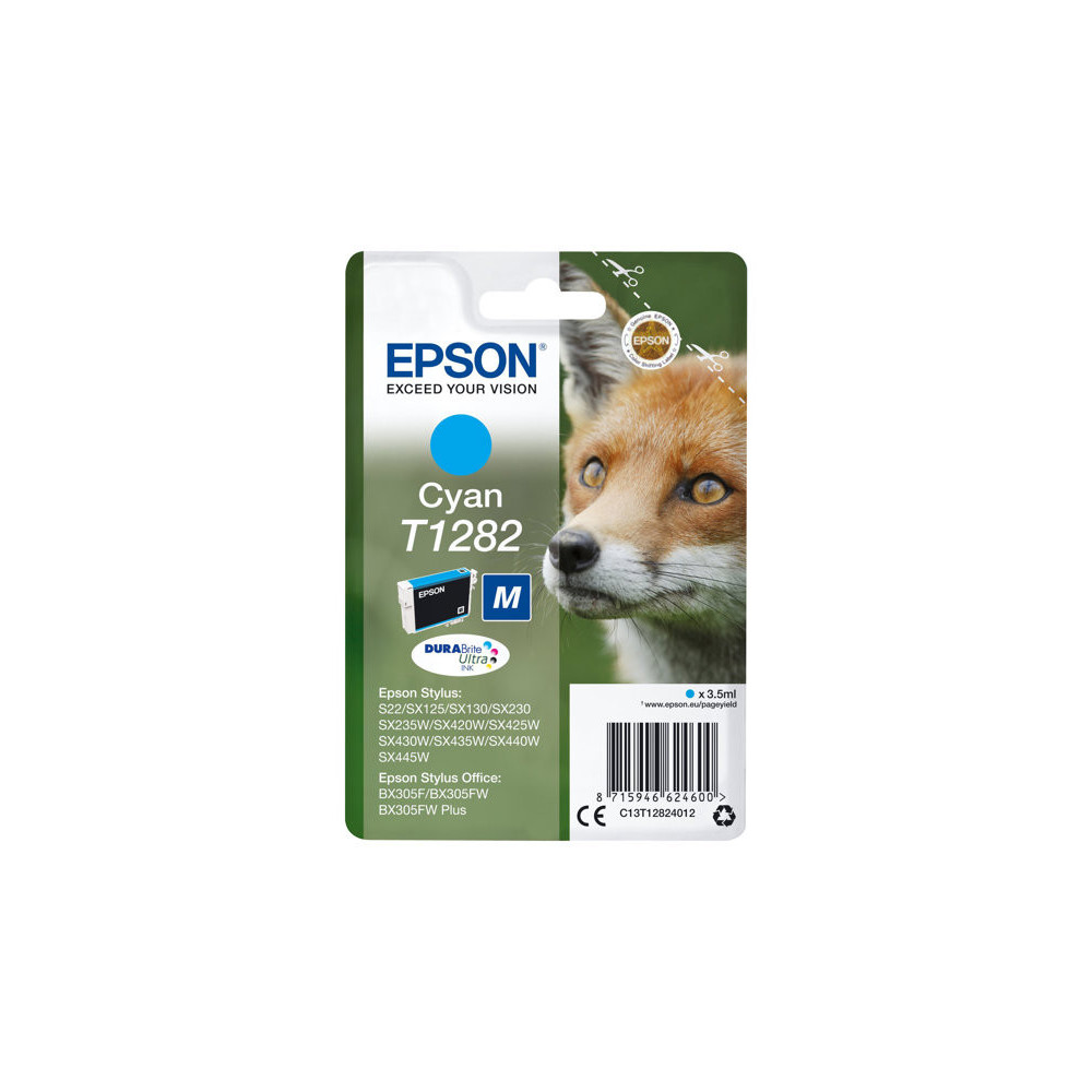 EPSON 1LB T1282 ink cartridge cyan standard capacity 3.5ml 1-pack blister without alarm